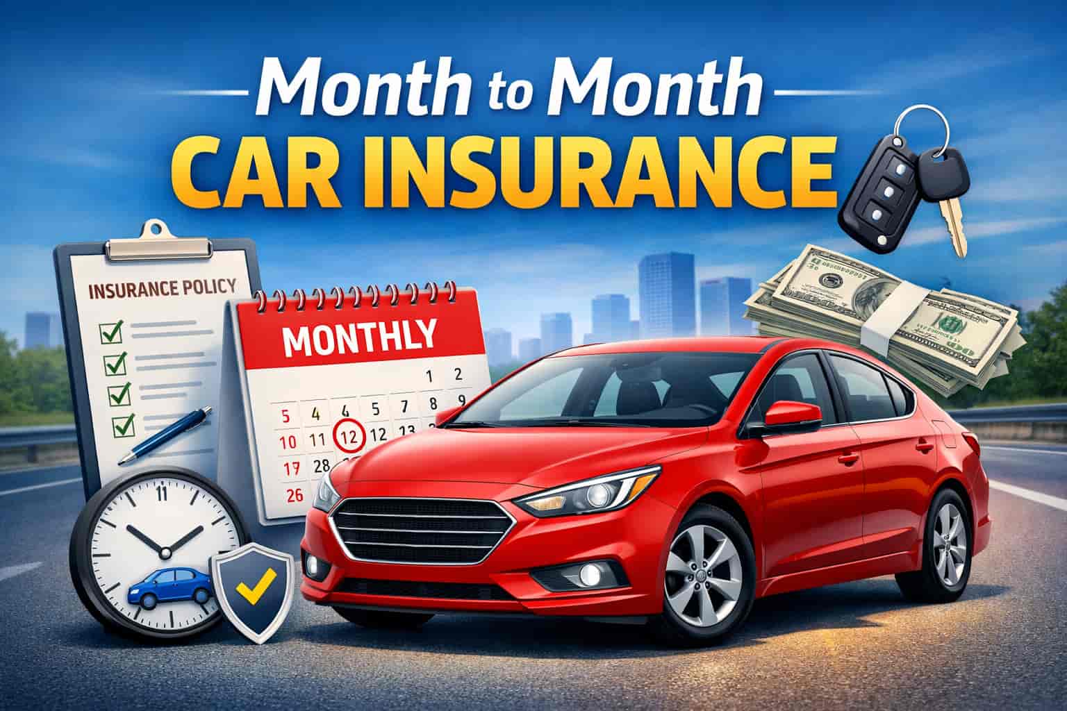 Month to month car insurance coverage for US drivers with flexible monthly auto insurance